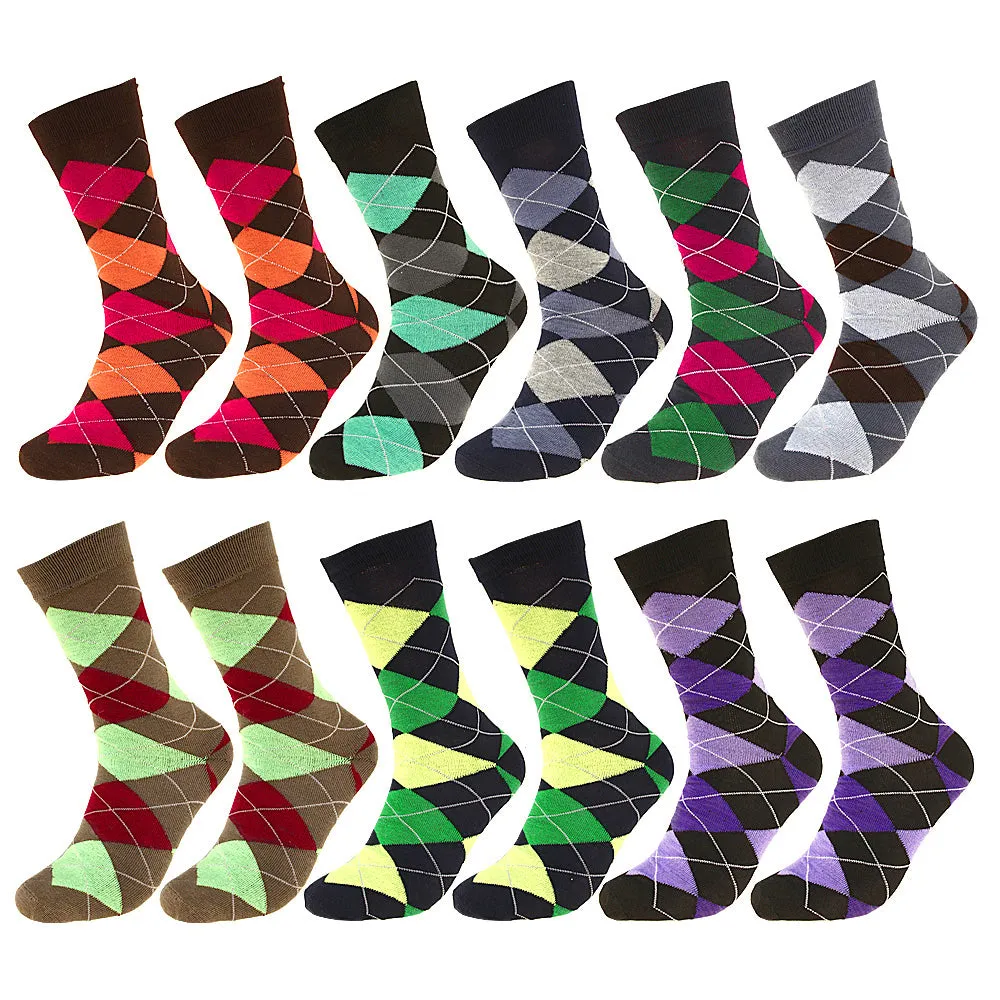 12 Pairs Argyle Casual Dress Socks