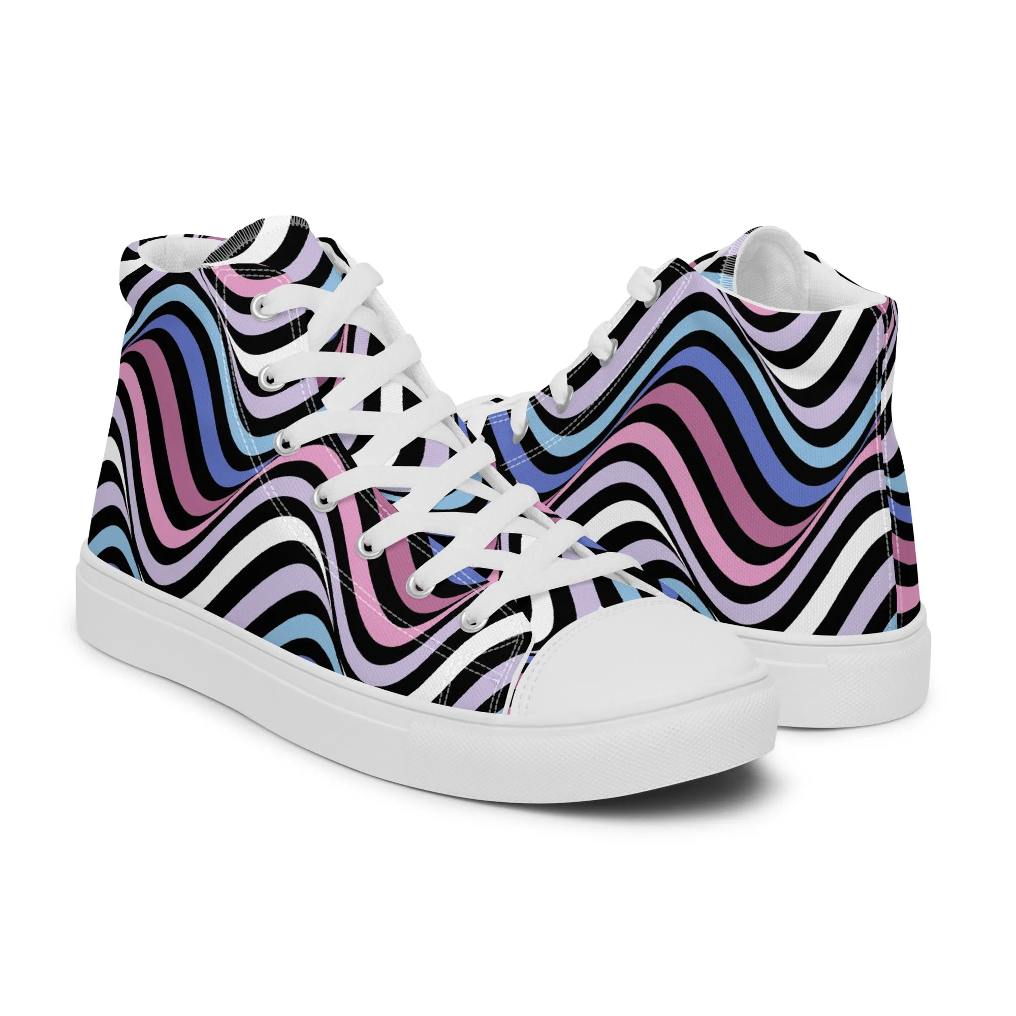 Bigender Wavey Men’s High Top Canvas Athletic Shoes