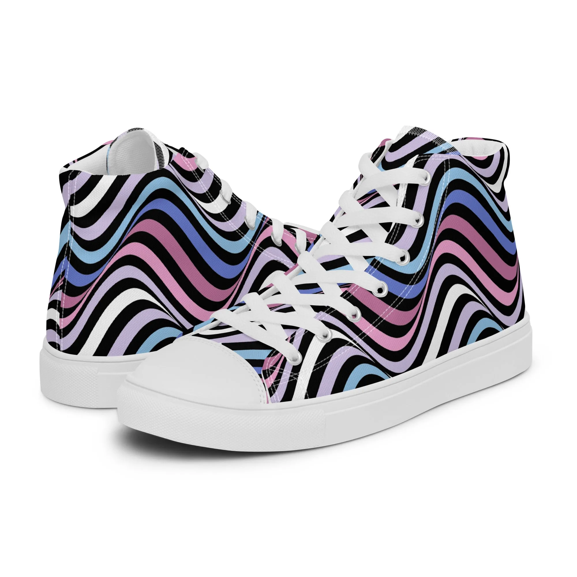 Bigender Wavey Women’s High Top Canvas Athletic Shoes