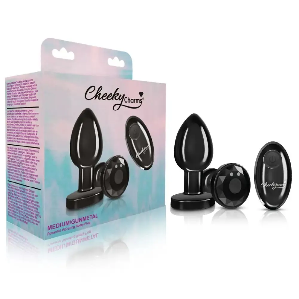 Cheeky Charms Vibrating Metal Plug Gunmetal W/ Remote