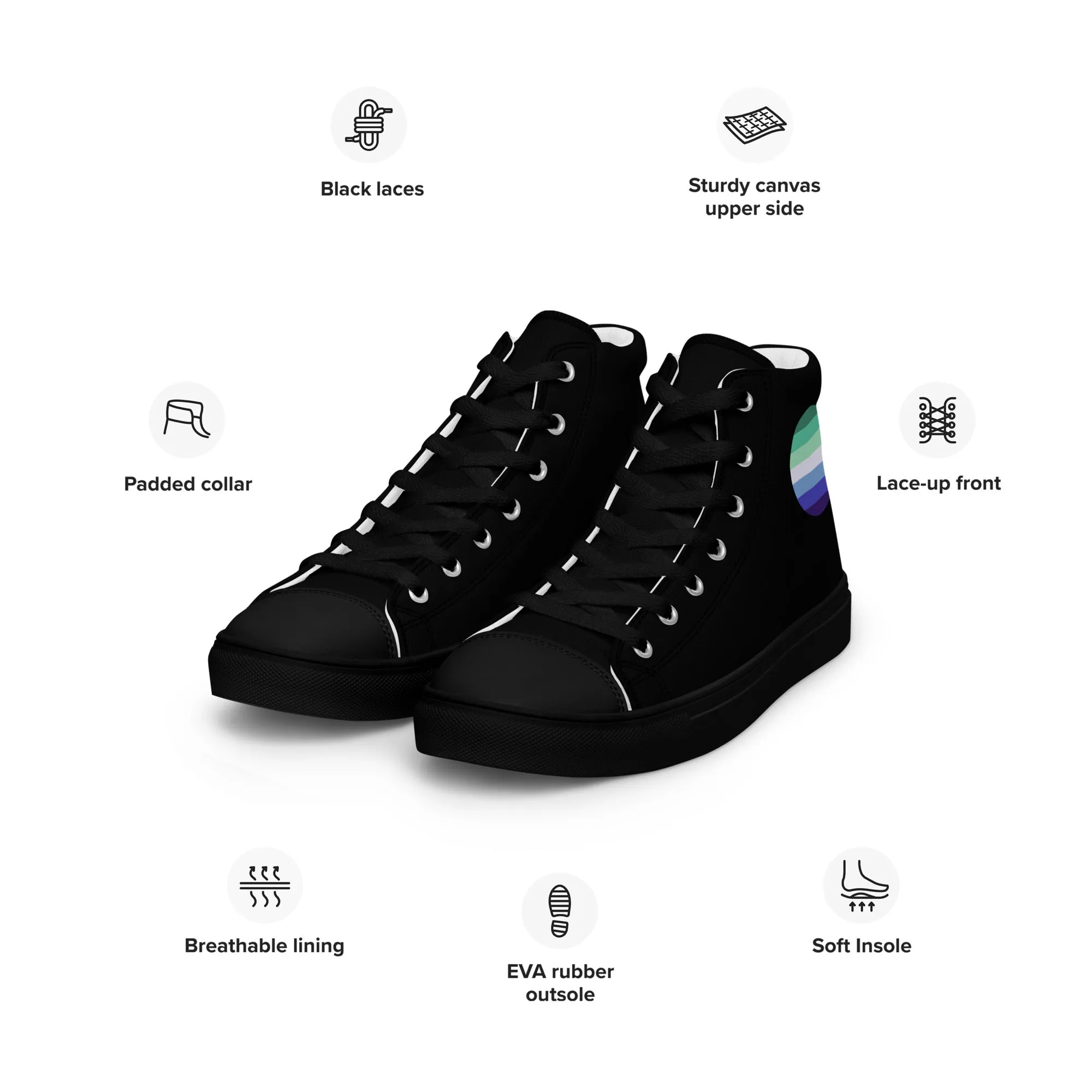 Gay MLM Vincian Men’s High Top Canvas Athletic Shoes