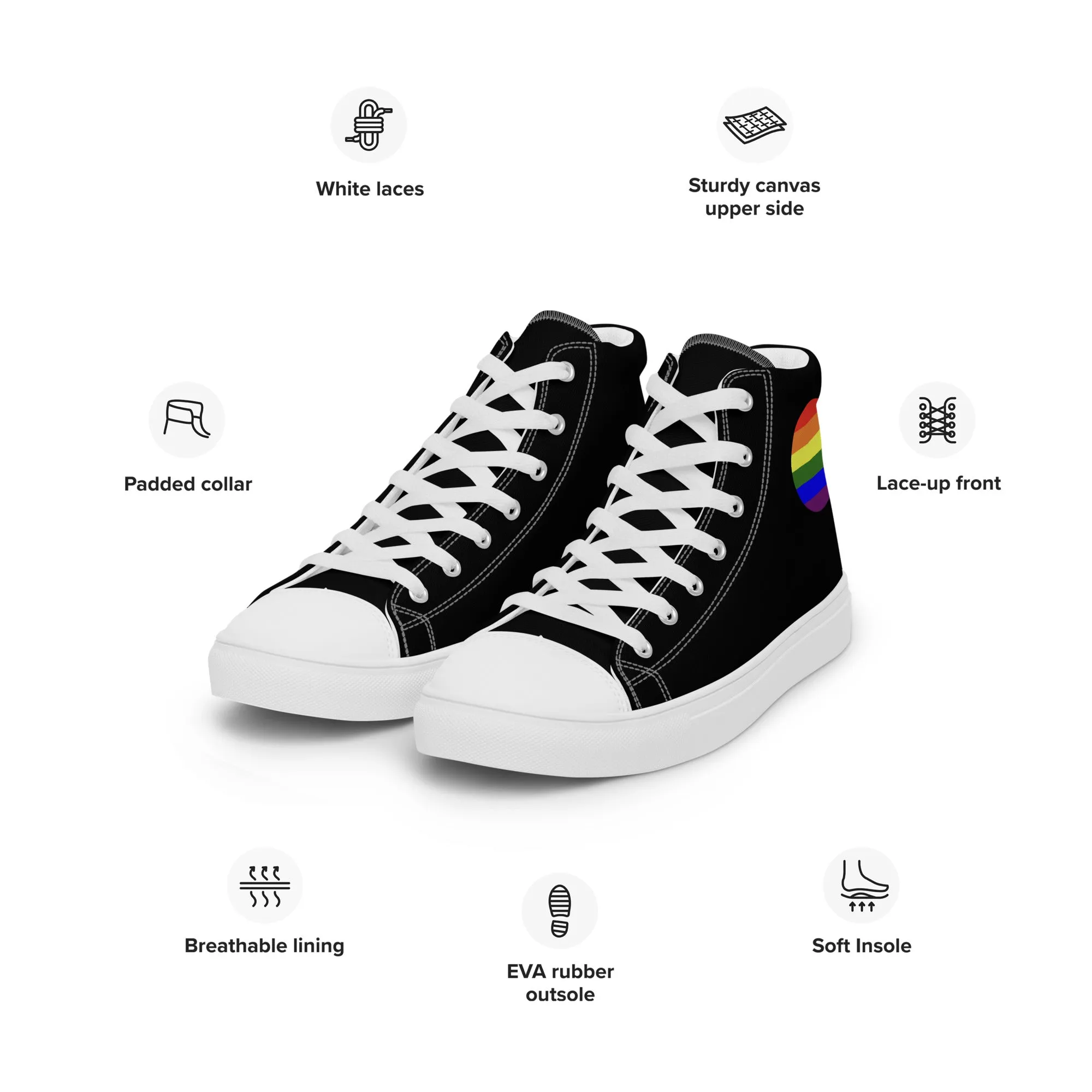 LGBTQ Pride Men’s High Top Canvas Athletic Shoes