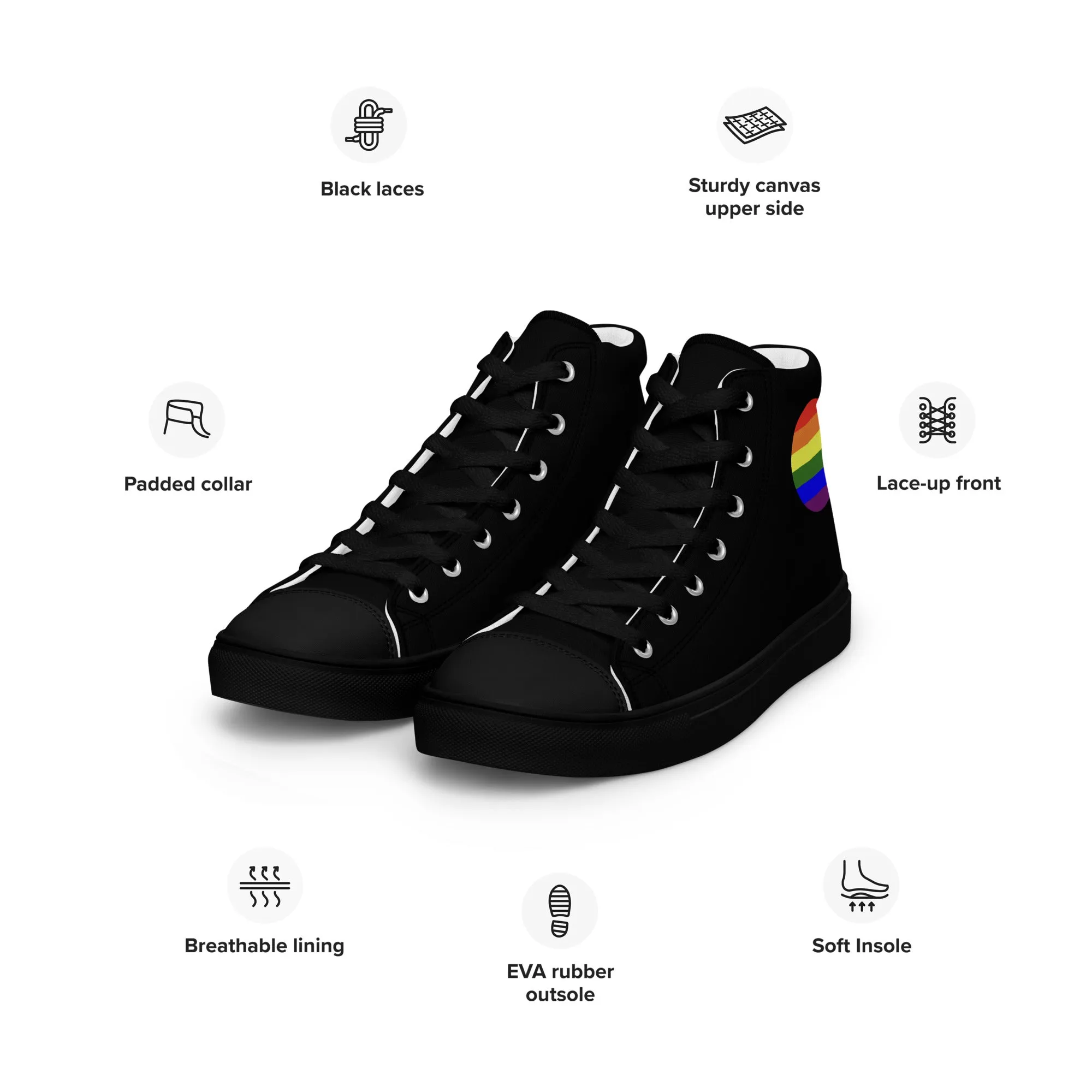 LGBTQ Pride Men’s High Top Canvas Athletic Shoes