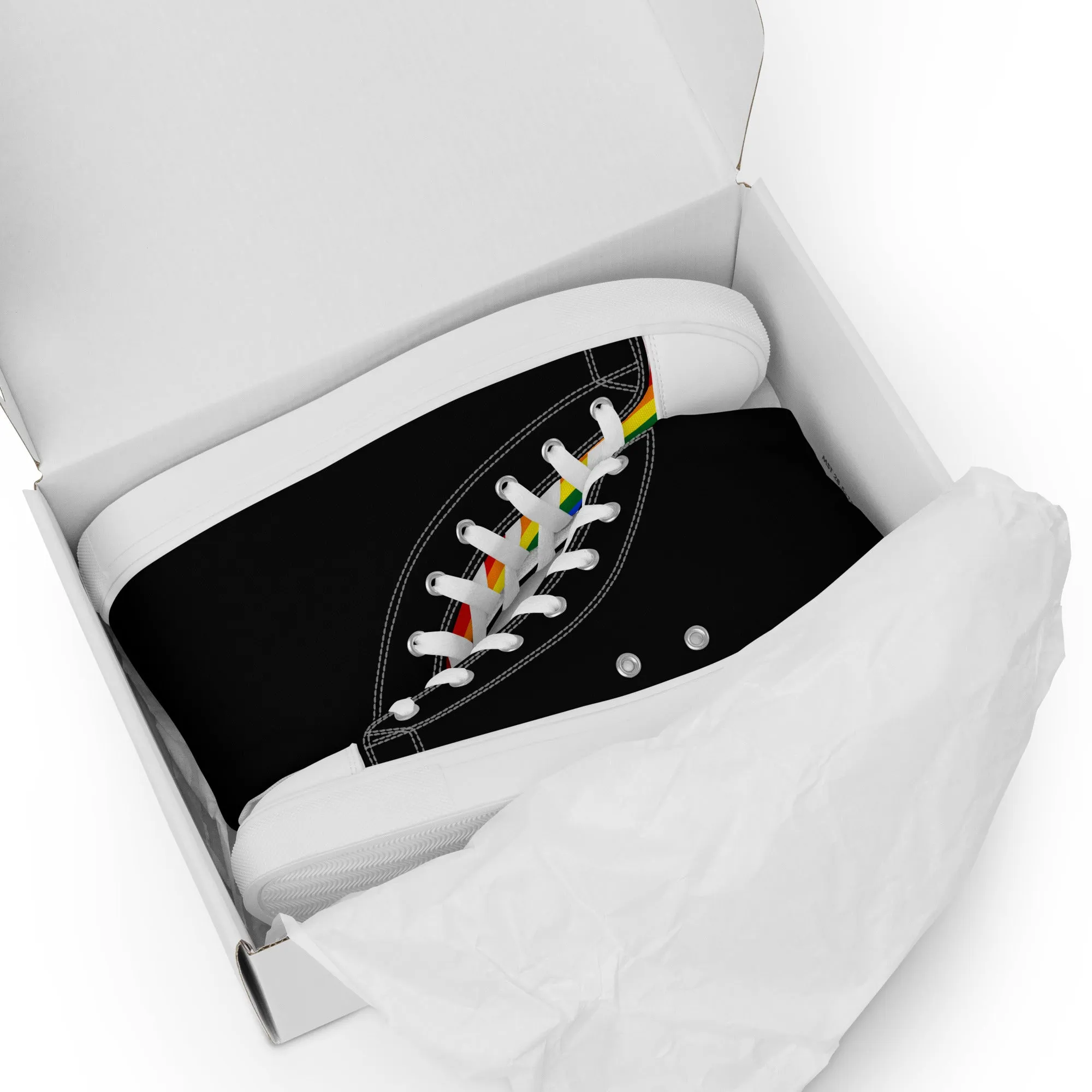 LGBTQ Pride Stripe Women’s High Top Canvas Athletic Shoes - Black