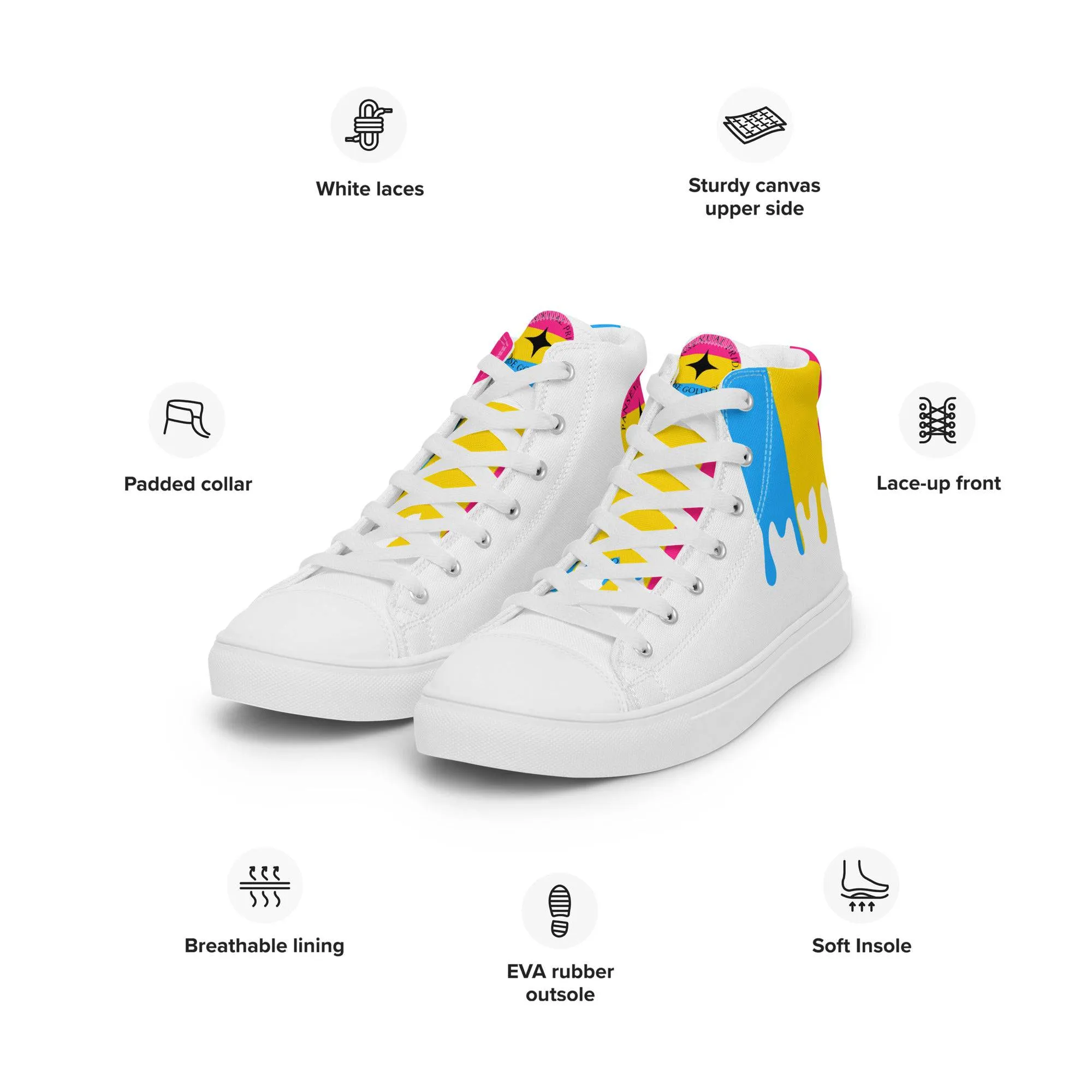 Pansexual Pride Men’s high top shoes