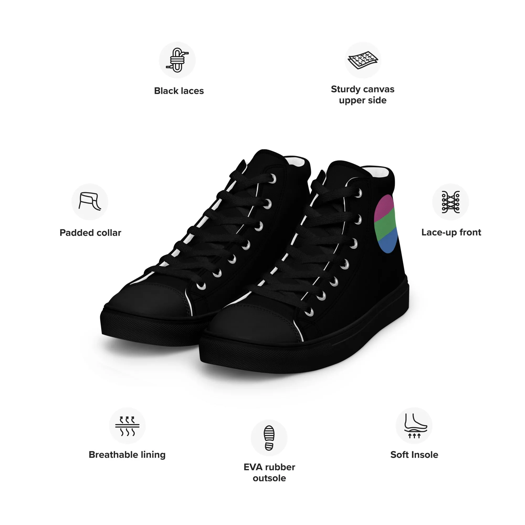 Polysexual Poly Pride Women’s High Top Canvas Athletic Shoes