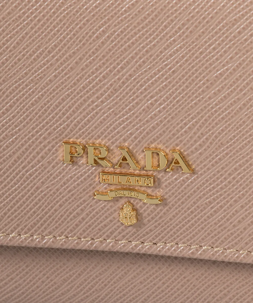Prada Beige Saffiano Leather Flap Wallet 1MH523 QWA F0236