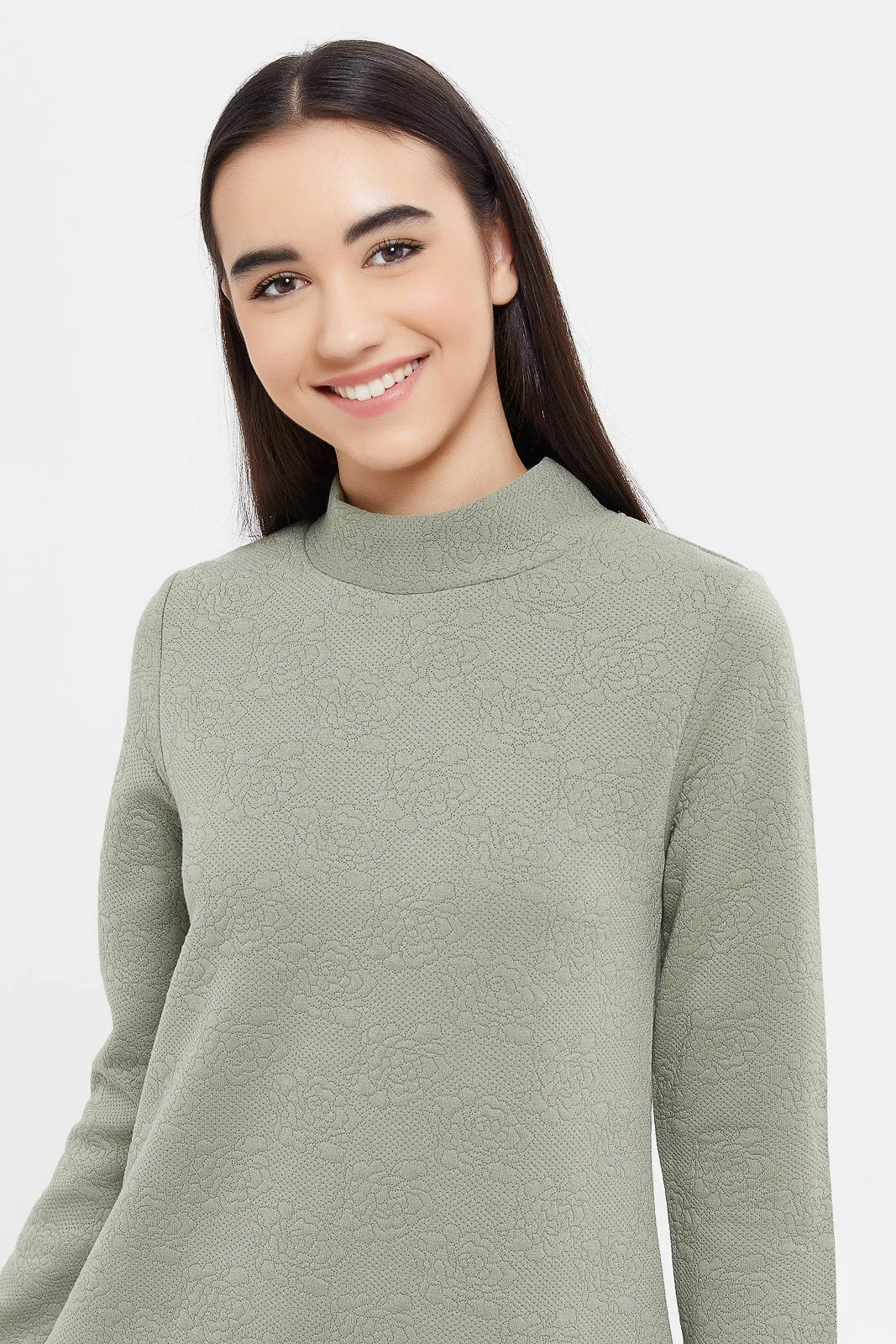 Senior Girls Olive Jacquard Dress